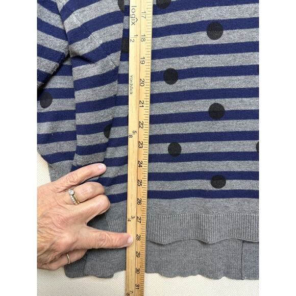 Lane Bryant Women's Lightweight Sweater Plus Sz 26/28 Gray w/ Blue Stripes - Picture 8 of 12